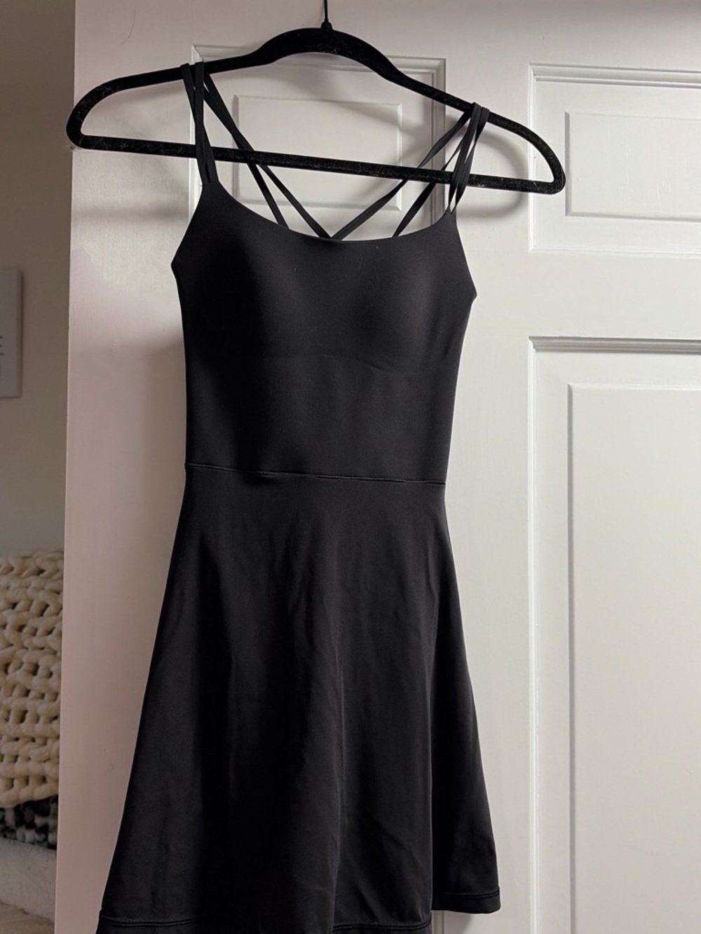 aerie Black Strappy Skater Mini Dress